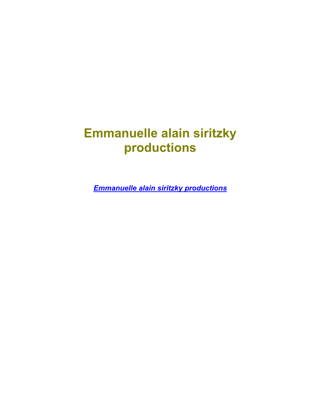 Emmanuelle Alain Siritzky Productions