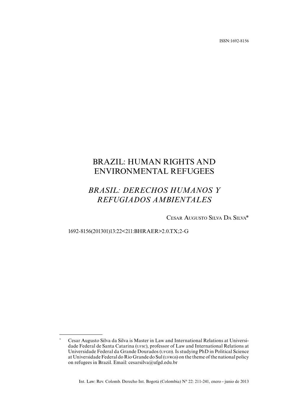 Brazil: Human Rights and Environmental Refugees