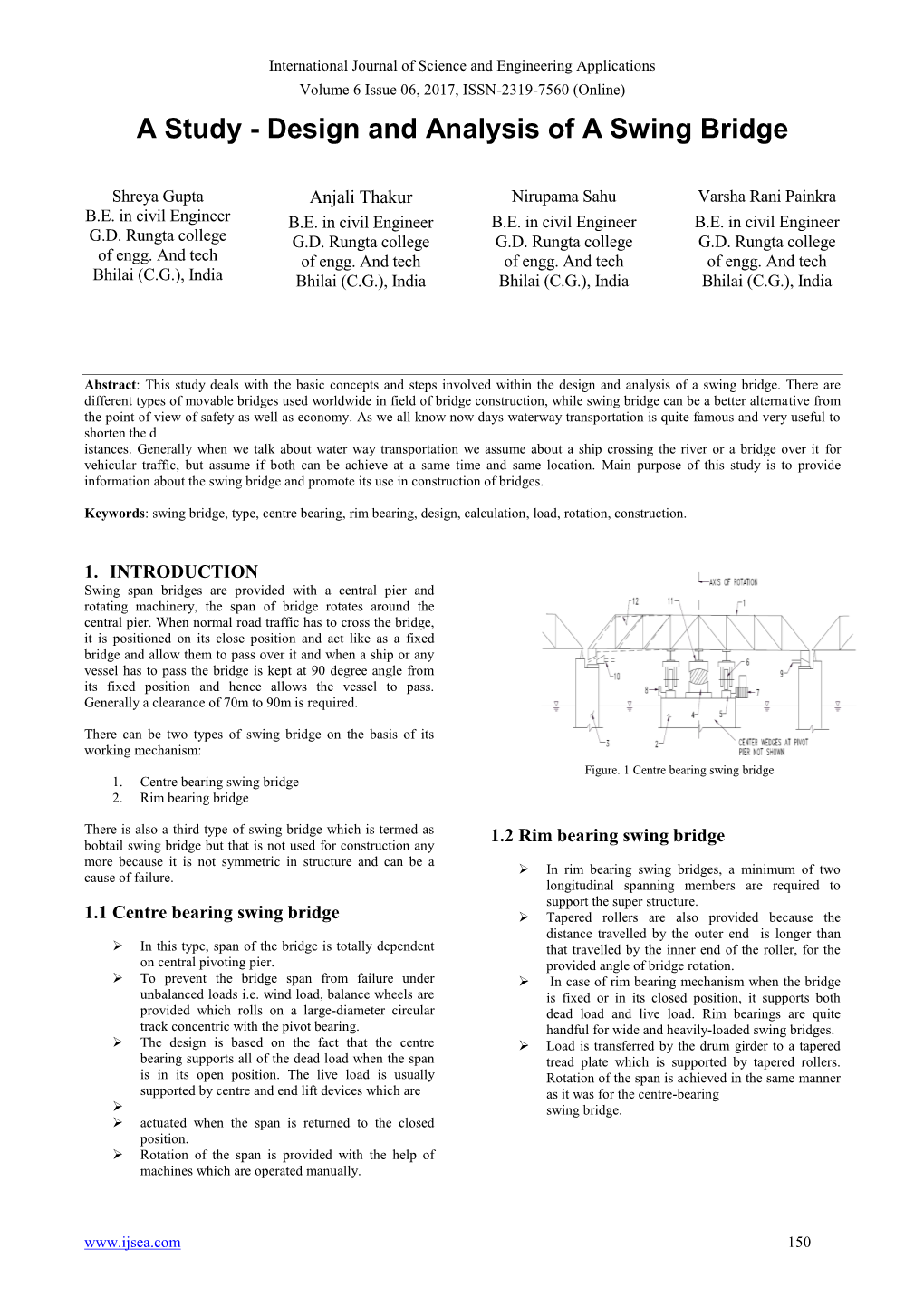 Design and Analysis of a Swing Bridge