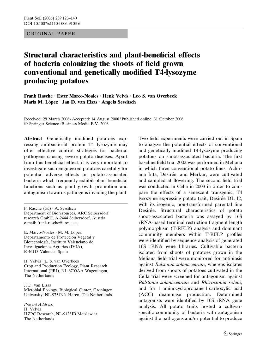Structural Characteristics and Plant-Beneficial Effects of Bacteria