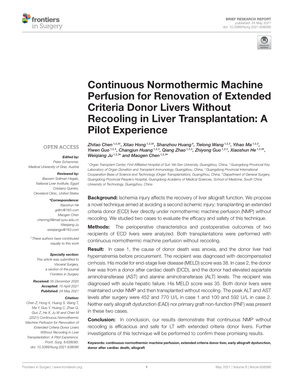 Continuous Normothermic Machine Perfusion for Renovation of Extended Criteria Donor Livers Without Recooling in Liver Transplantation: a Pilot Experience