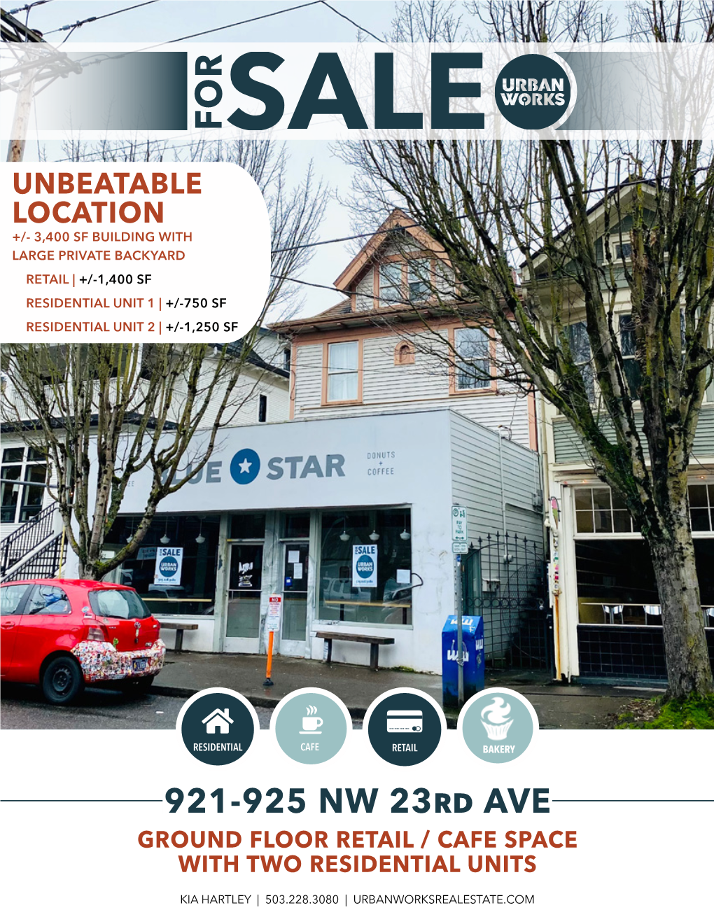 921-925 NW 23Rd AVE GROUND FLOOR RETAIL / CAFE SPACE with TWO RESIDENTIAL UNITS