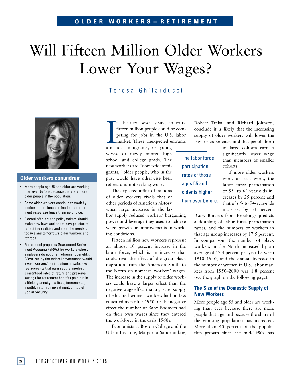 Will Fifteen Million Older Workers Lower Your Wages?