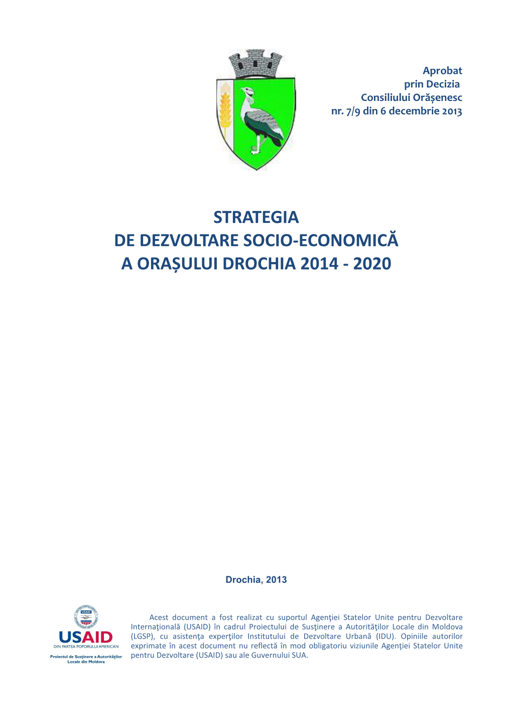 Strategia De Dezvoltare Socio-Economică a Orașului Drochia 2014 - 2020