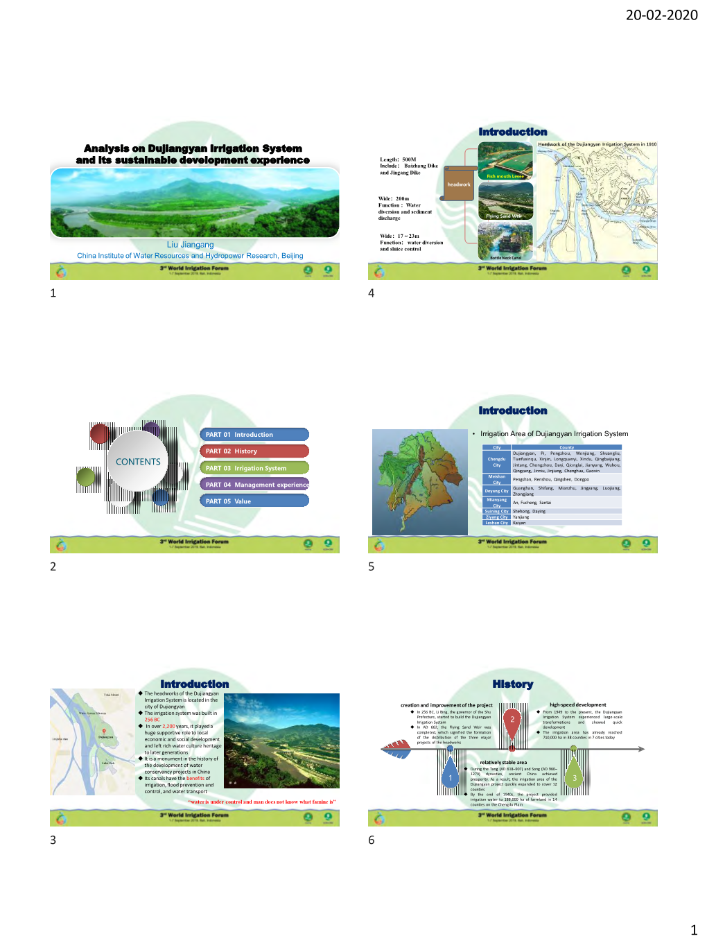 Analysis on Dujiangyan Irrigation System and Its Sustainable