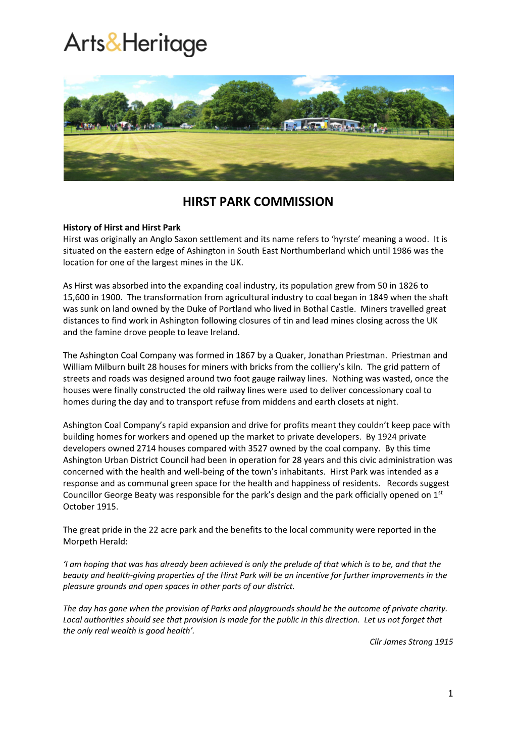 Hirst Park Commission