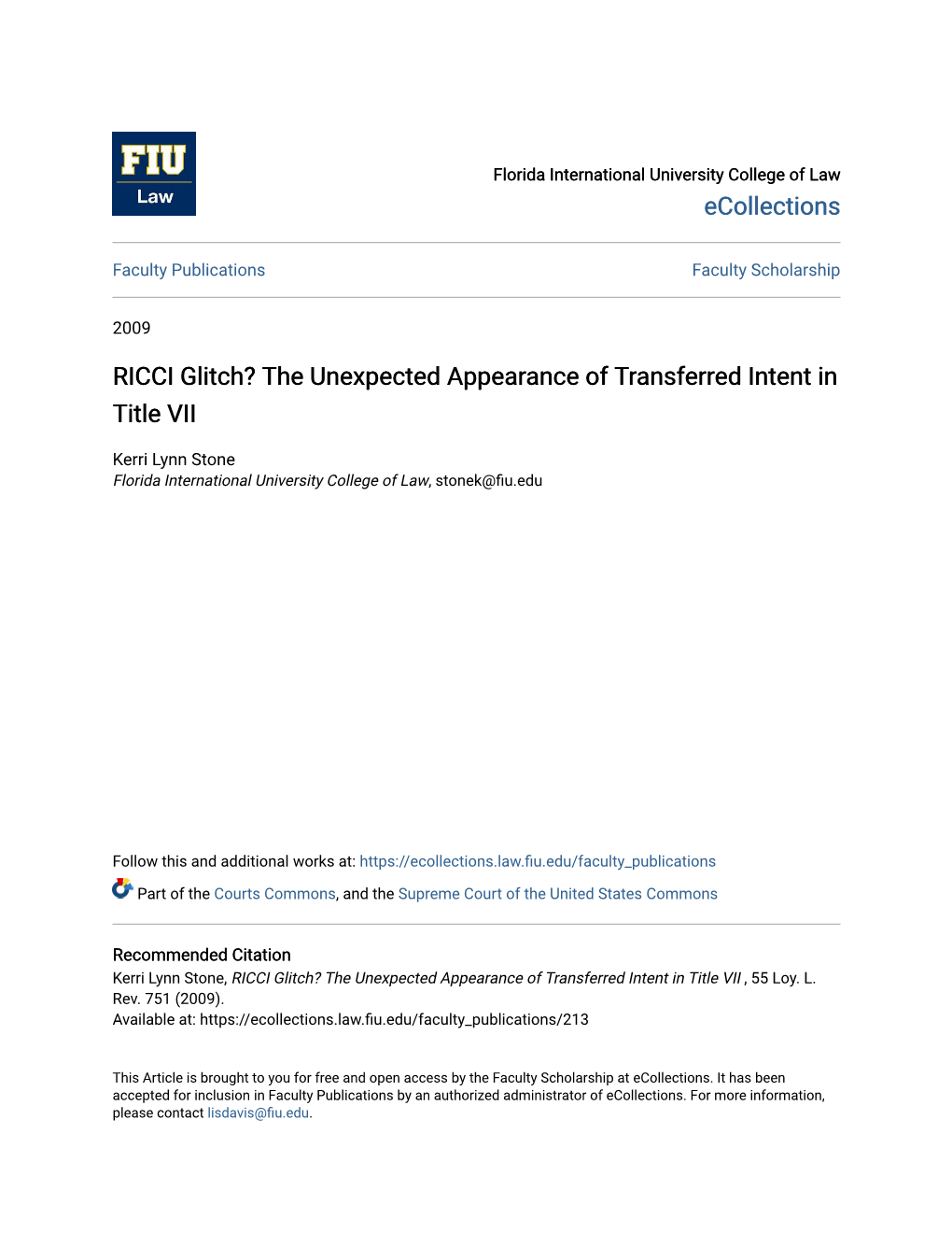 The Unexpected Appearance of Transferred Intent in Title VII