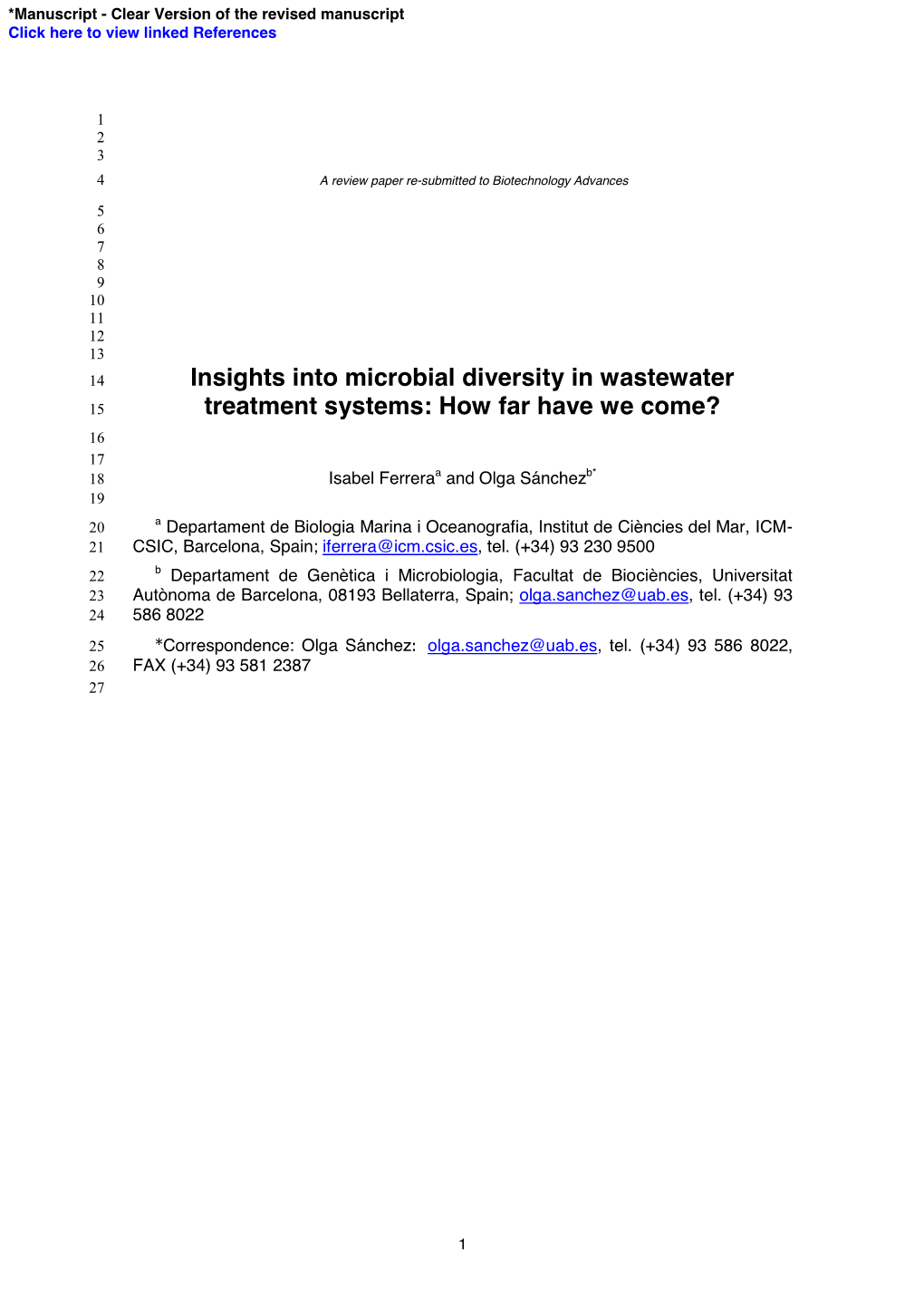 Insights Into Microbial Diversity in Wastewater Treatment Systems