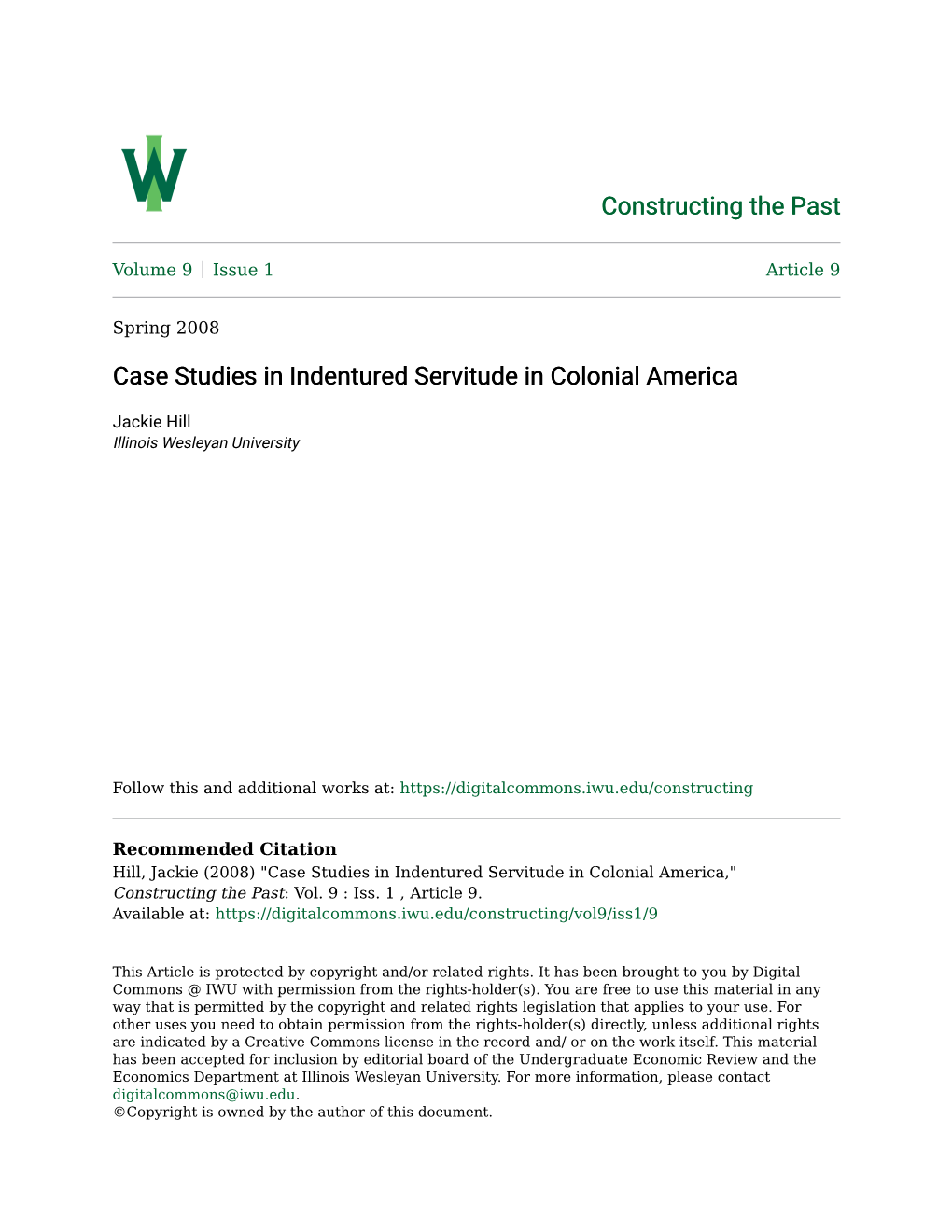 Case Studies in Indentured Servitude in Colonial America