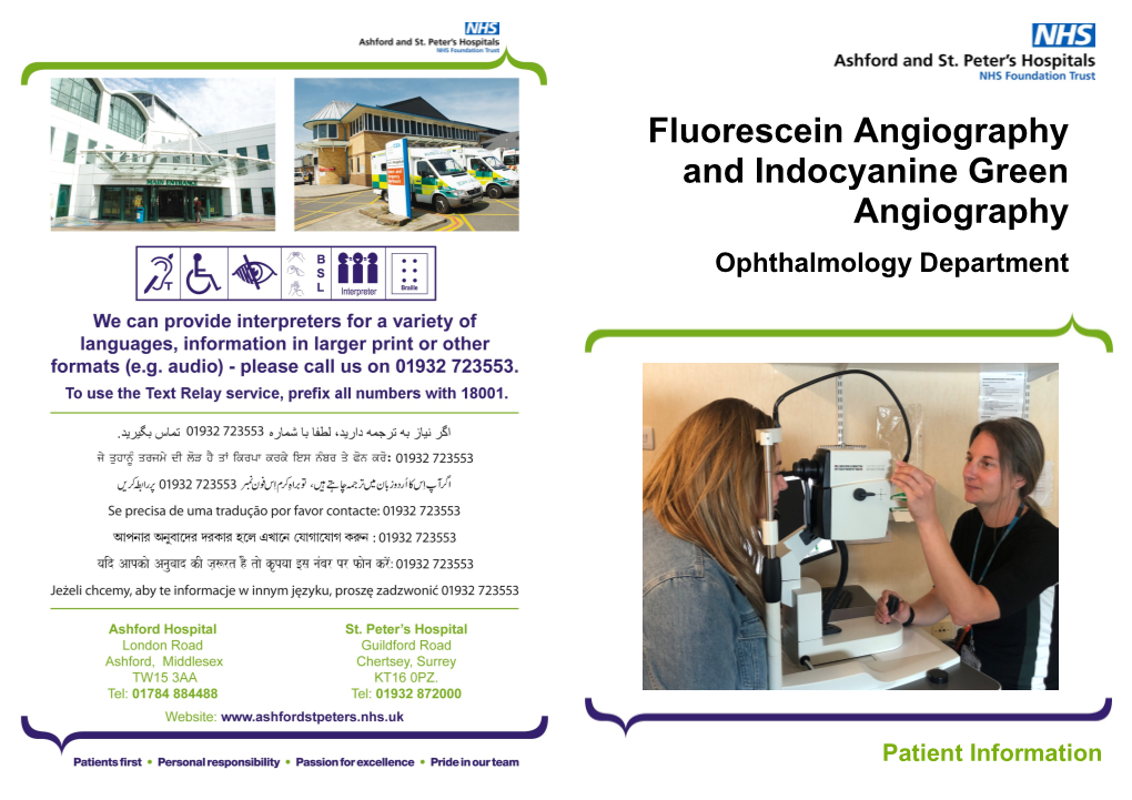 Fluorescein Angiography and Indocyanine Green Angiography Ophthalmology Department