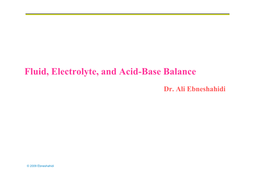 Fluid, Electrolyte, and Acid-Base Balance