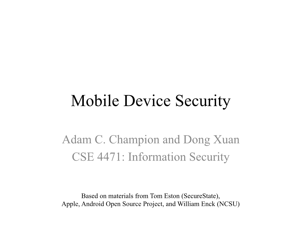 Mobile Device Security