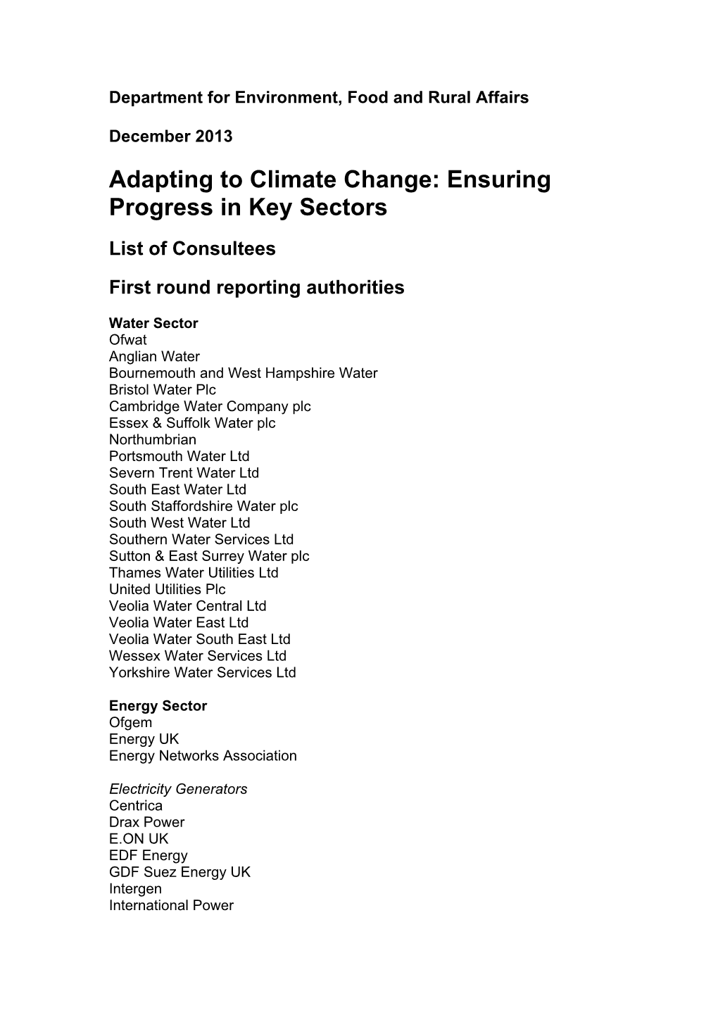 Adapting to Climate Change: Ensuring Progress in Key Sectors