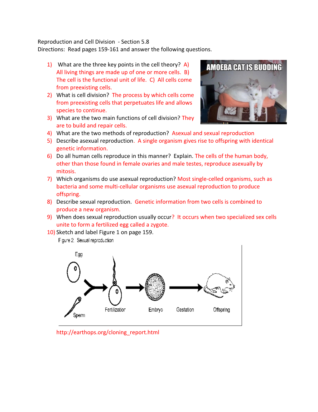 Reproduction and Cell Division - Section 5.8