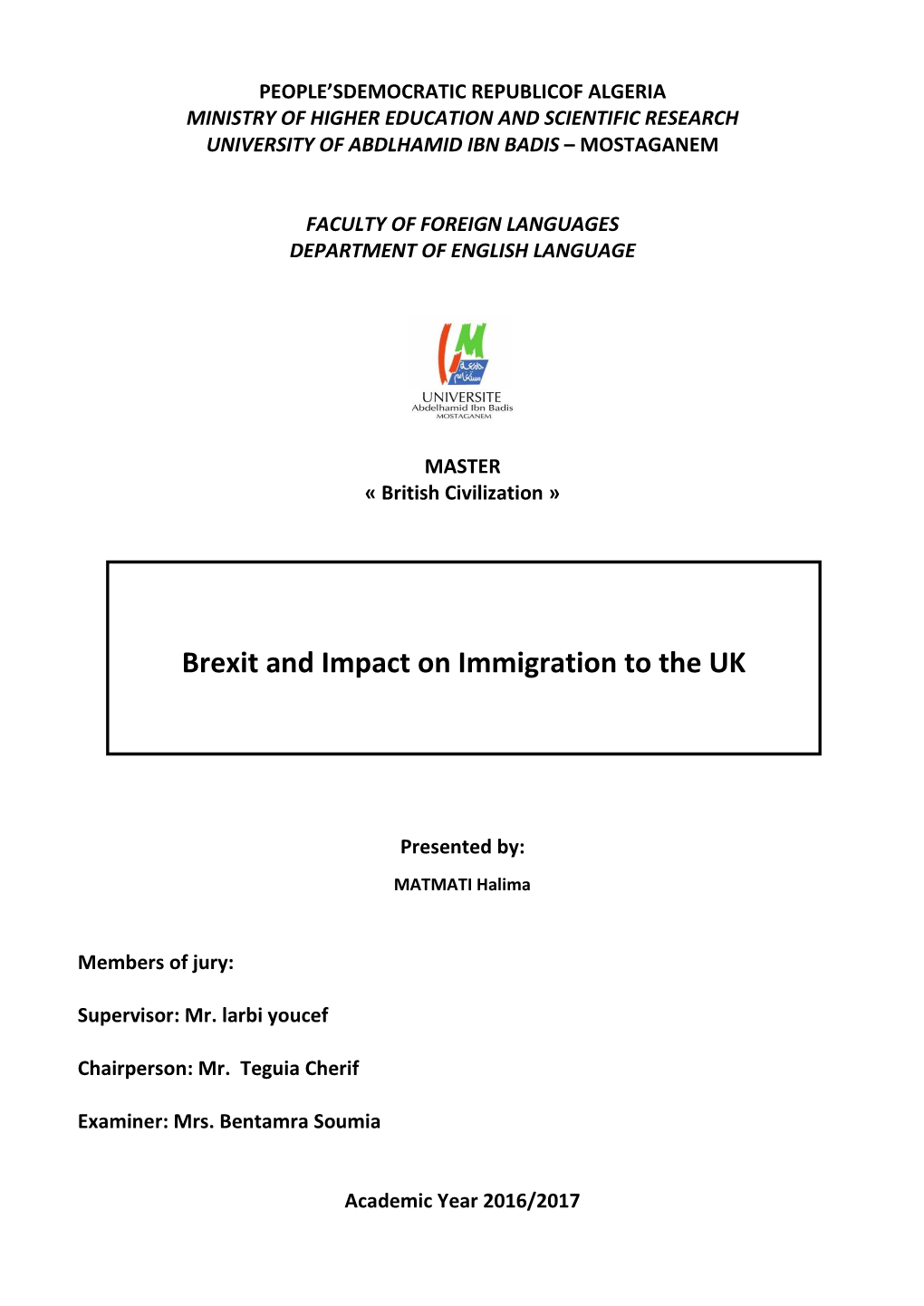 Brexit and Impact on Immigration to the UK