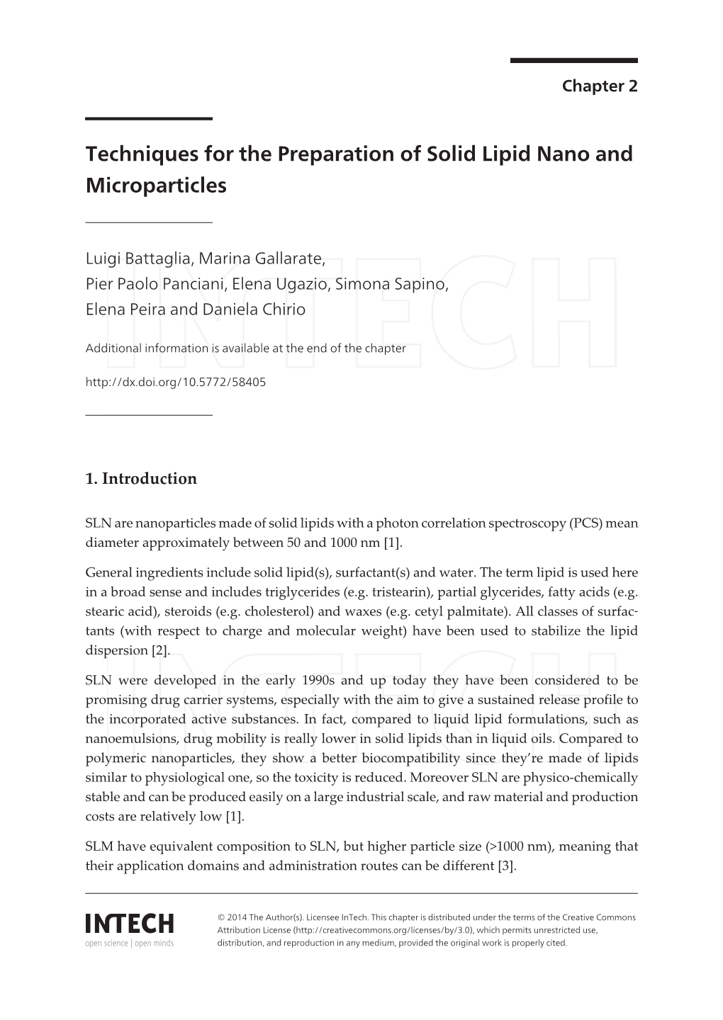 Techniques for the Preparation of Solid Lipid Nano and Microparticles