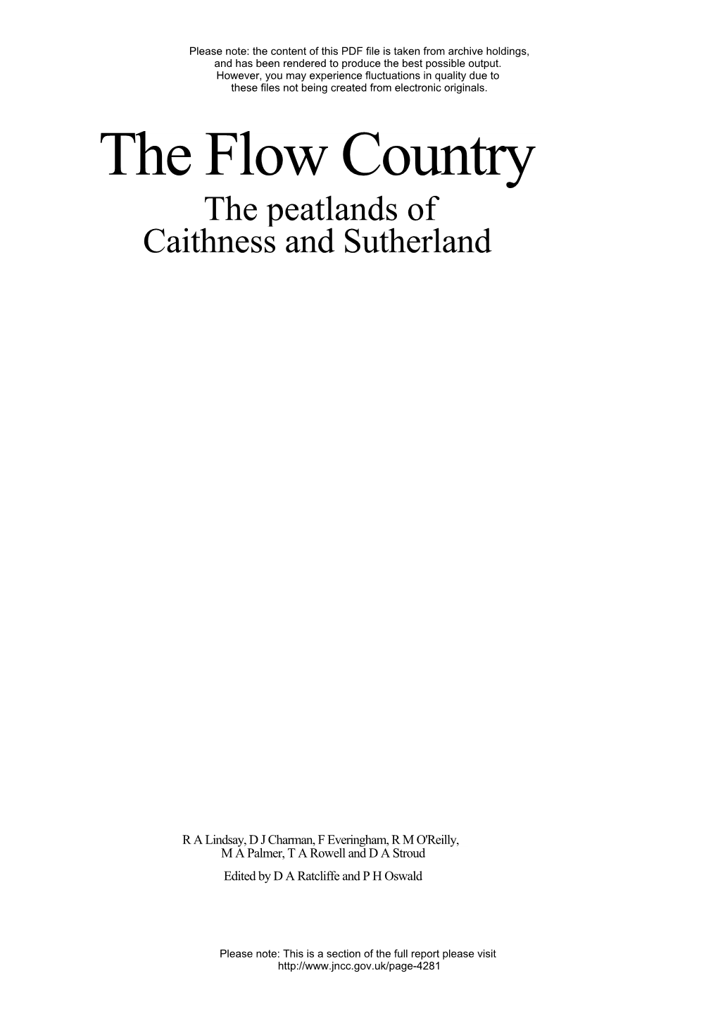 The Flow Country the Peatlands of Caithness and Sutherland