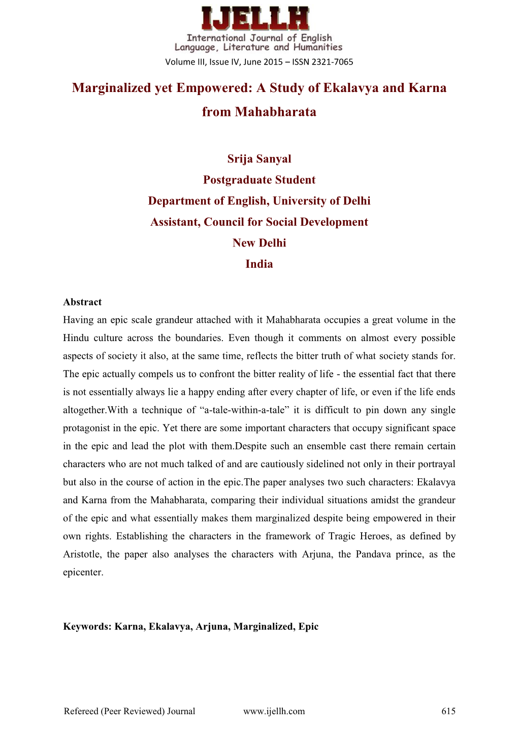 A Study of Ekalavya and Karna from Mahabharata