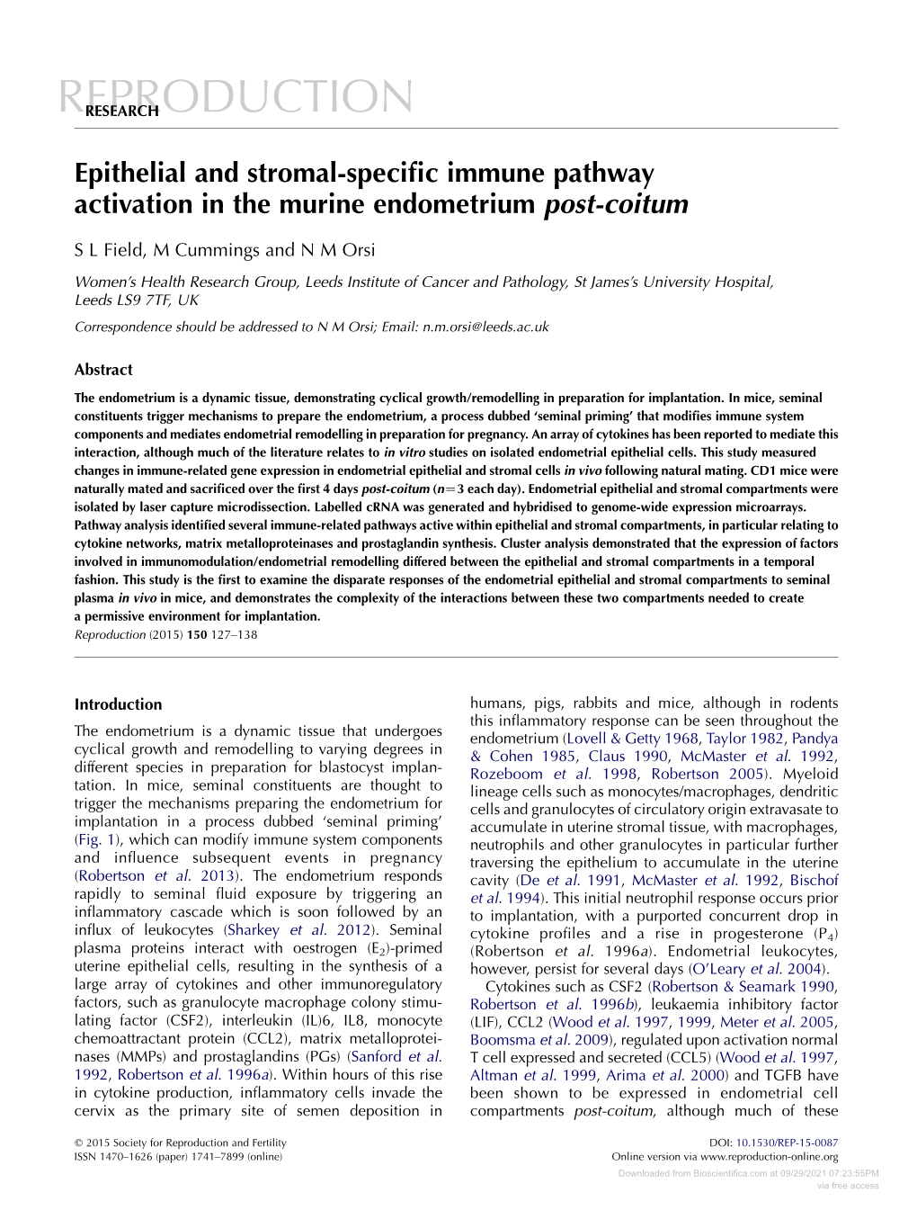 Epithelial and Stromal-Specific Immune Pathway Activation in The