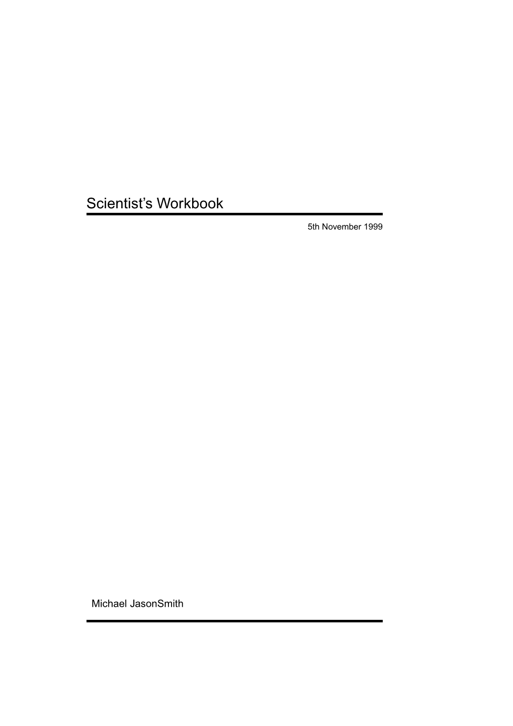 Scientist's Workbook