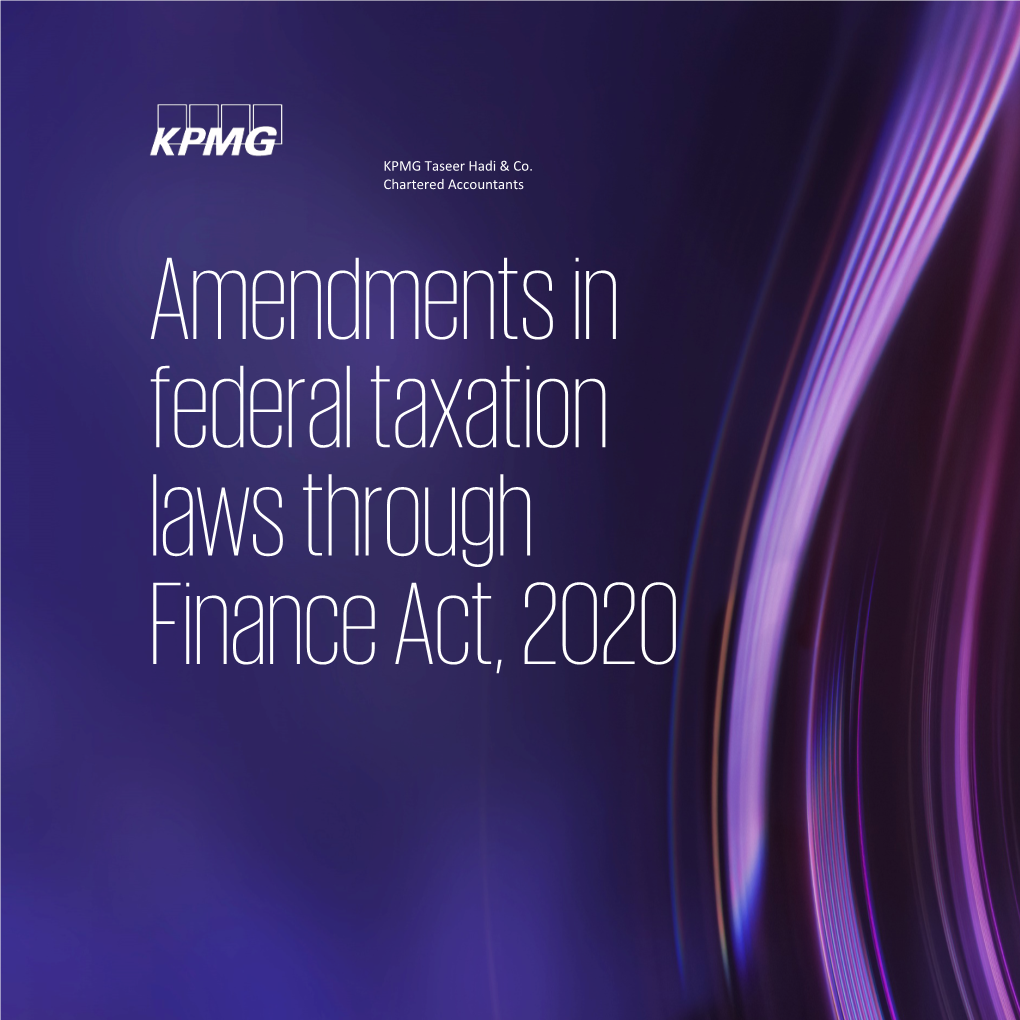 Amendments in Federal Taxation Laws Through Finance Act, 2020