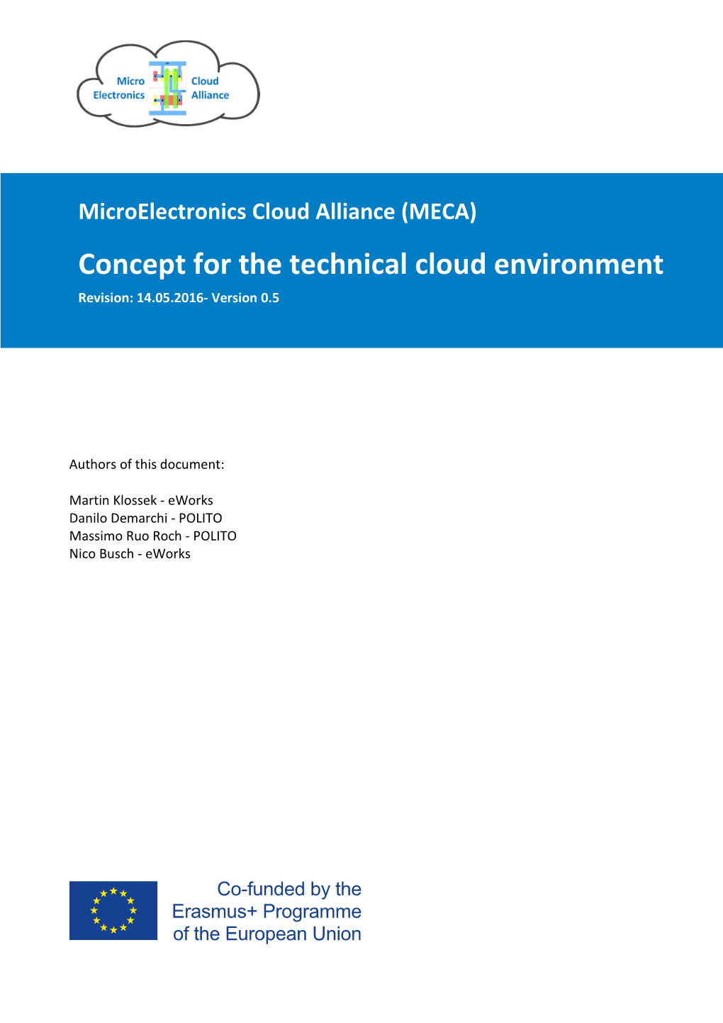 Concept for the Technical Cloud Environment Revision: 14.05.2016- Version 0.5