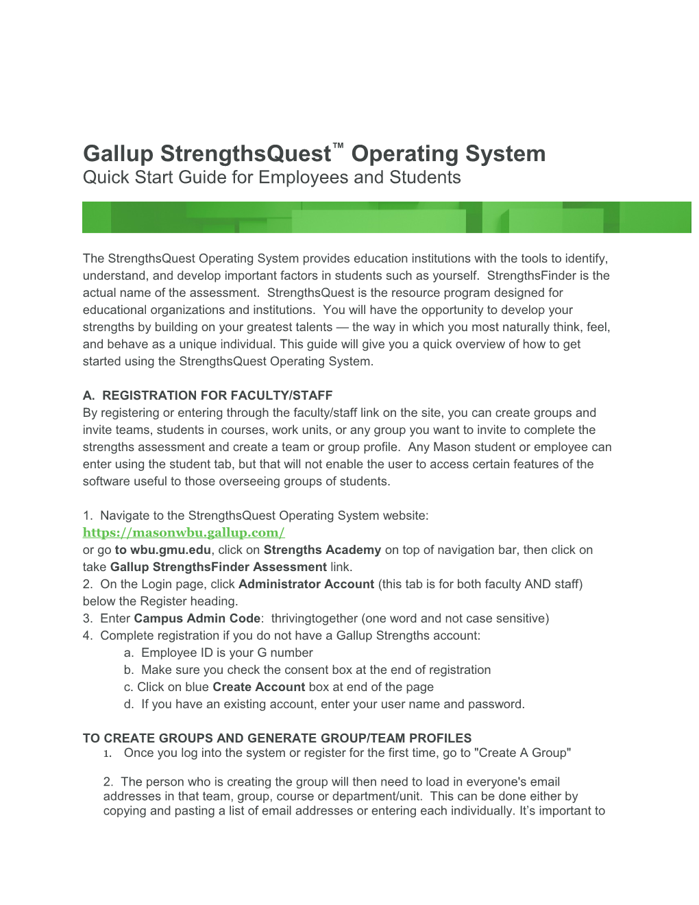 Gallup Strengthsquest Operating System