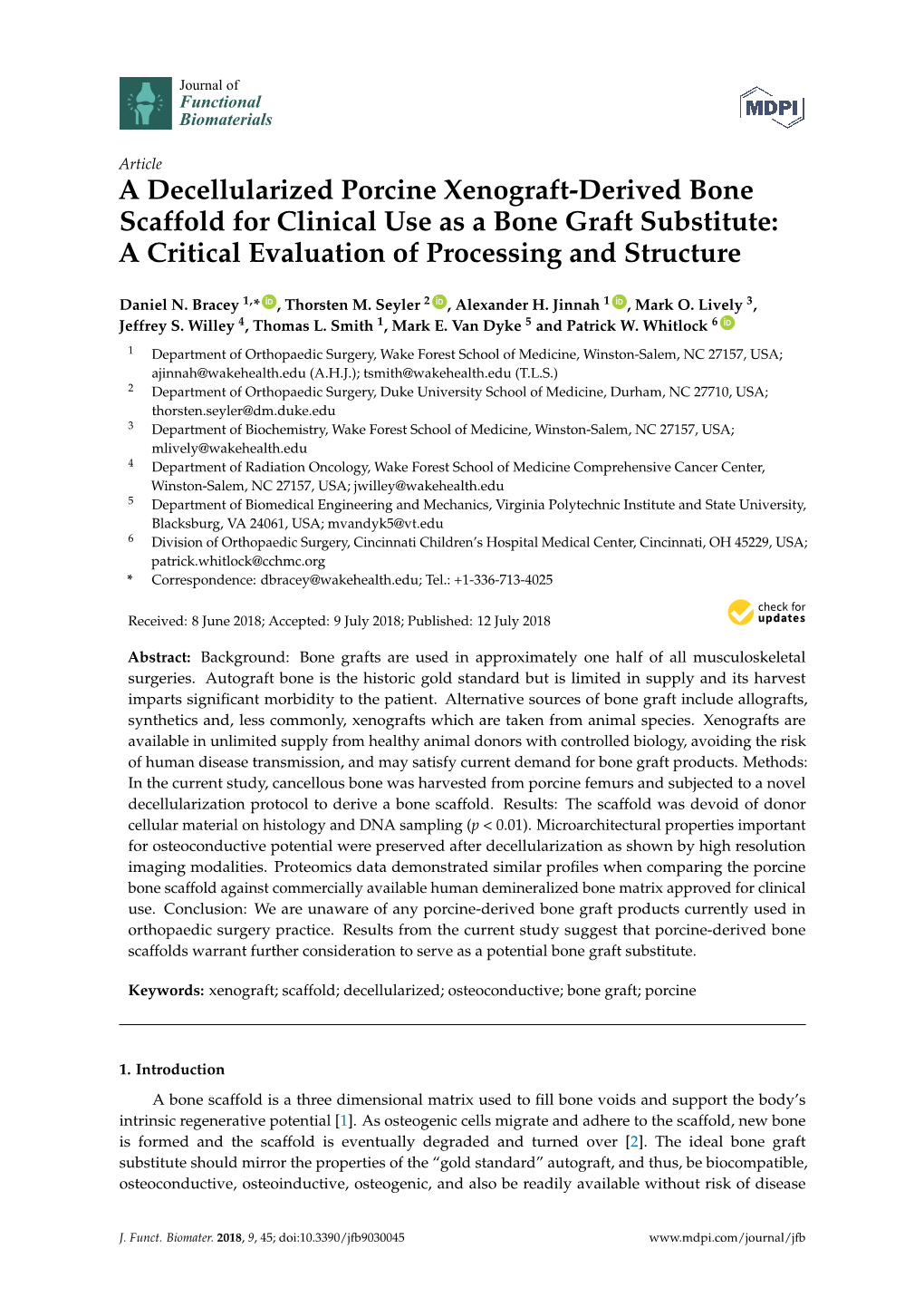 A Decellularized Porcine Xenograft-Derived Bone Scaffold for Clinical Use As a Bone Graft Substitute: a Critical Evaluation of Processing and Structure