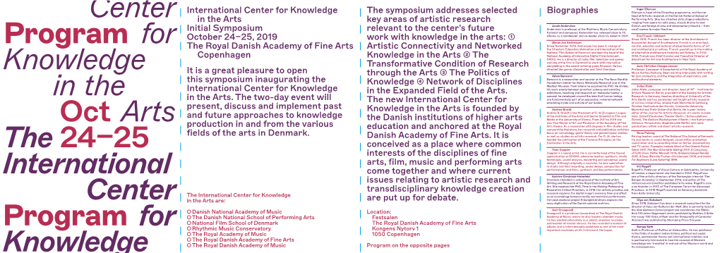 Biographies International Center for Knowledge in the Arts Initial