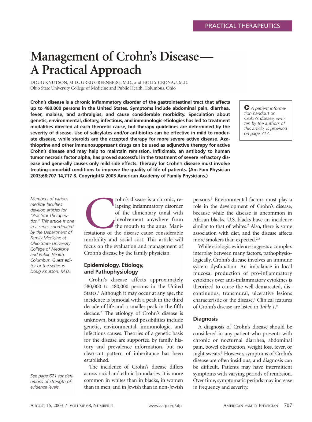 Management of Crohn's Disease — a Practical Approach