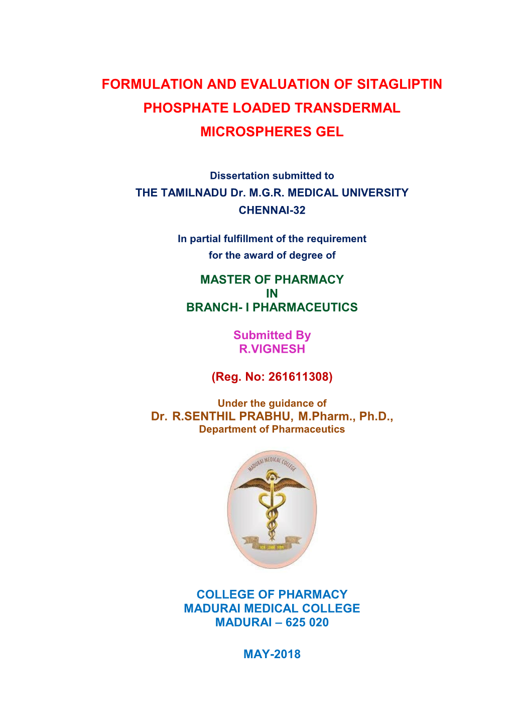 Formulation and Evaluation of Sitagliptin Phosphate Loaded Transdermal Microspheres Gel