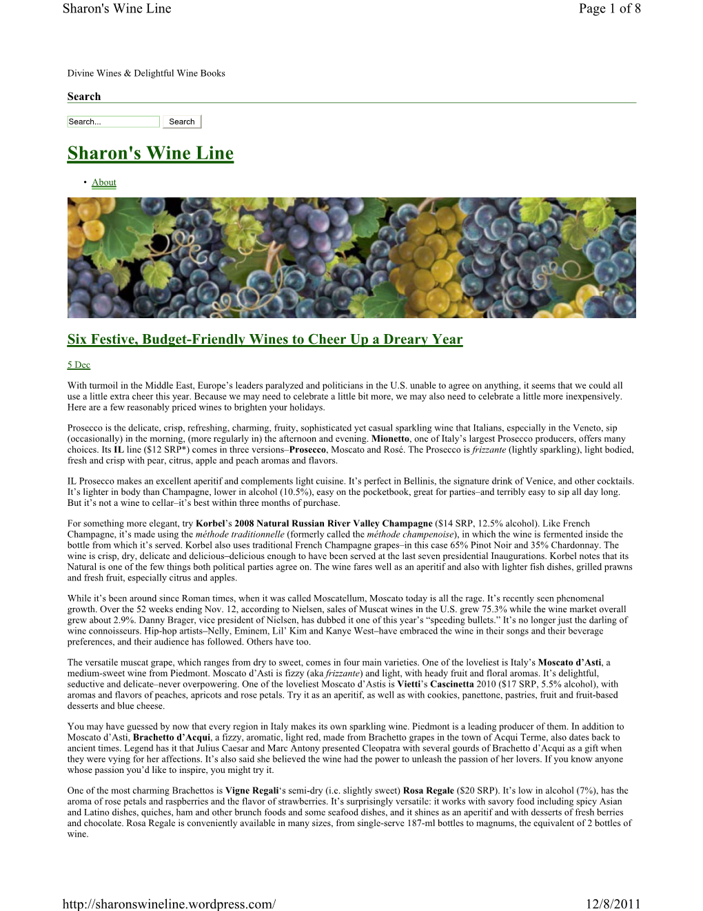 Sharon's Wine Line Page 1 of 8