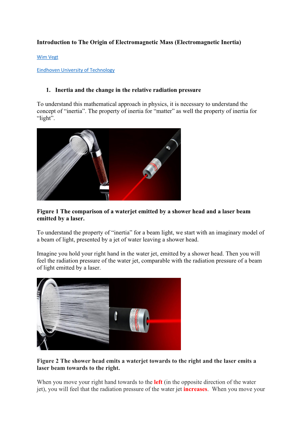 1. Inertia and the Change in the Relative Radiation Pressure