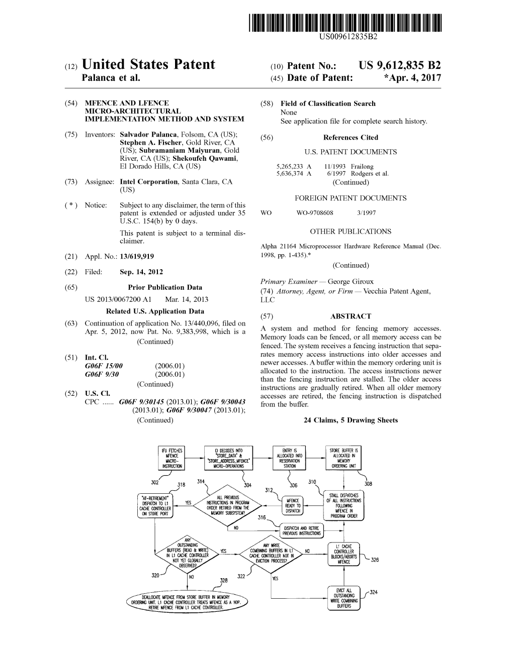 (12) United States Patent (10) Patent No.: US 9,612,835 B2 Palanca Et Al