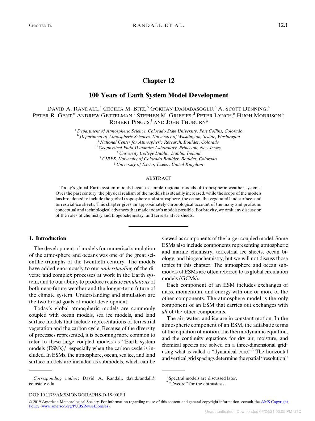 Chapter 12 100 Years of Earth System Model Development