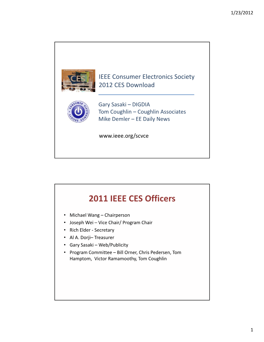 2011 IEEE CES Officers