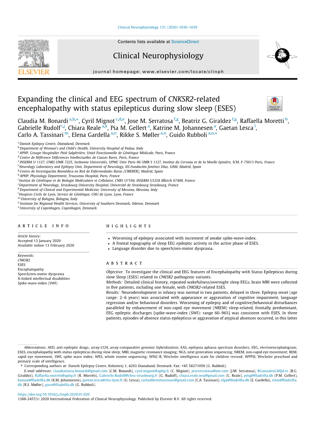 Expanding the Clinical and EEG Spectrum of CNKSR2-Related Encephalopathy with Status Epilepticus During Slow Sleep (ESES) ⇑ Claudia M