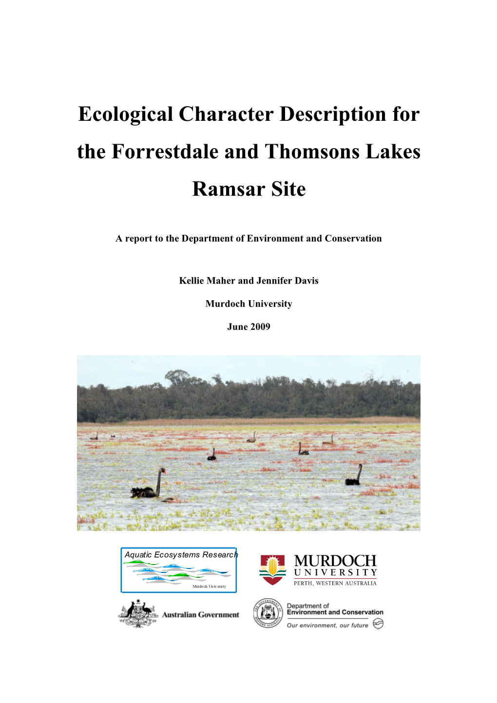Ecological Character Description for the Forrestdale and Thomsons Lakes Ramsar Site