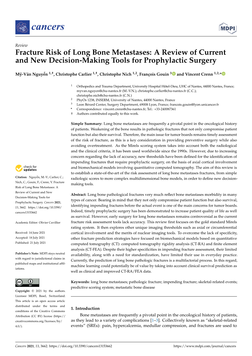 Fracture Risk of Long Bone Metastases: a Review of Current and New Decision-Making Tools for Prophylactic Surgery