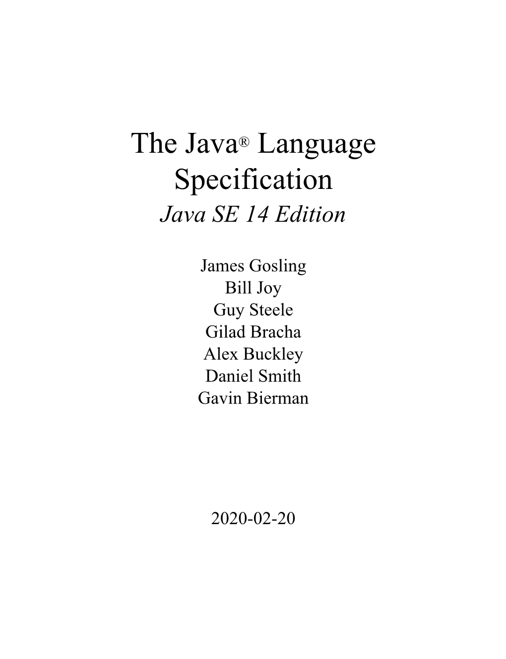 The Java® Language Specification Java SE 14 Edition