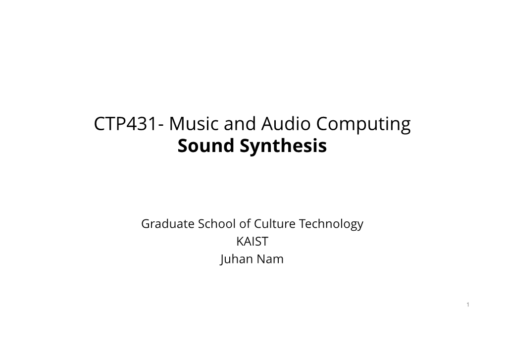 Sound Synthesis