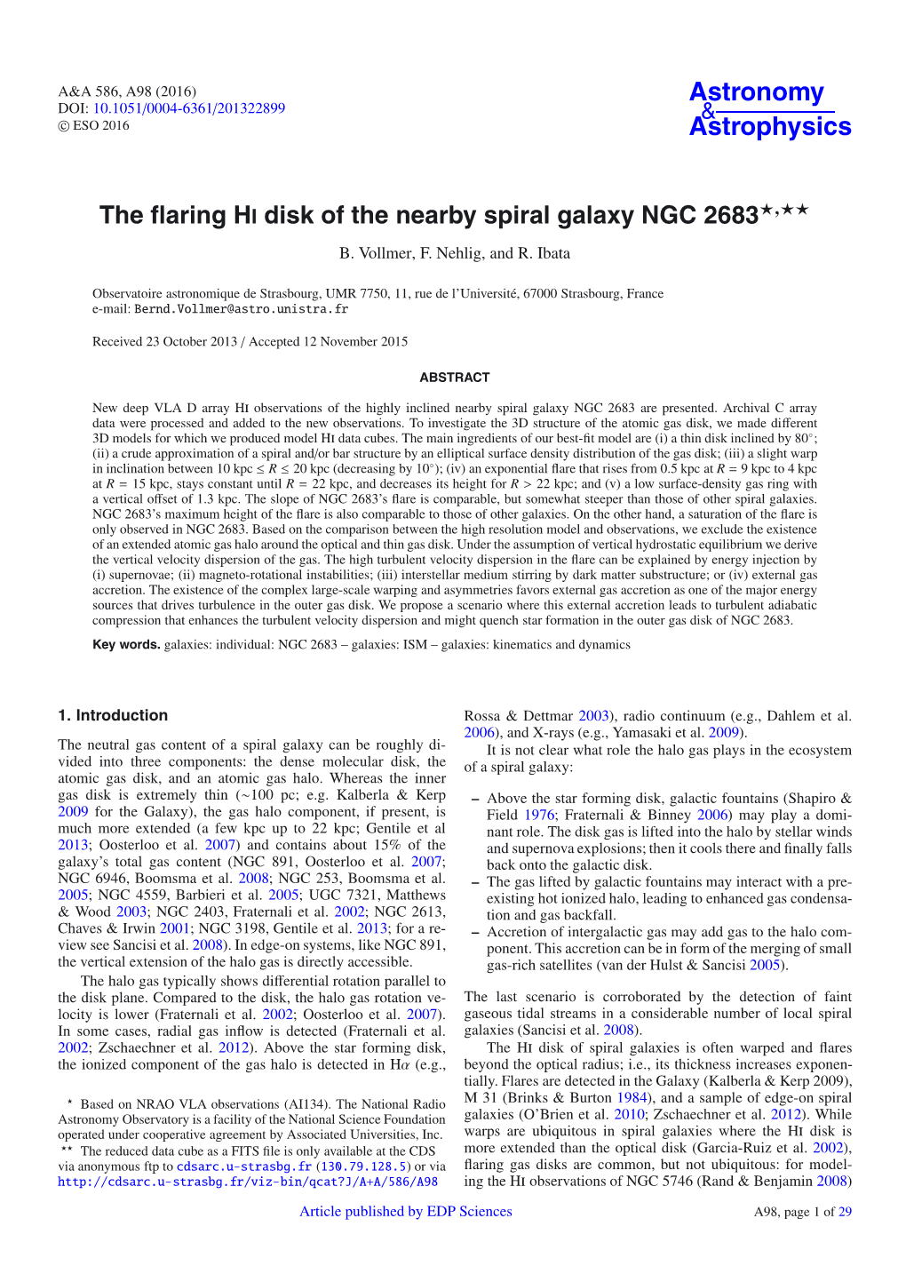 The Flaring Hi Disk of the Nearby Spiral Galaxy NGC 2683⋆⋆⋆