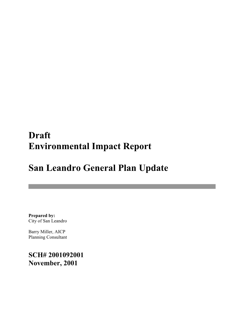 San Leandro General Plan Update Draft Environmental Impact Report