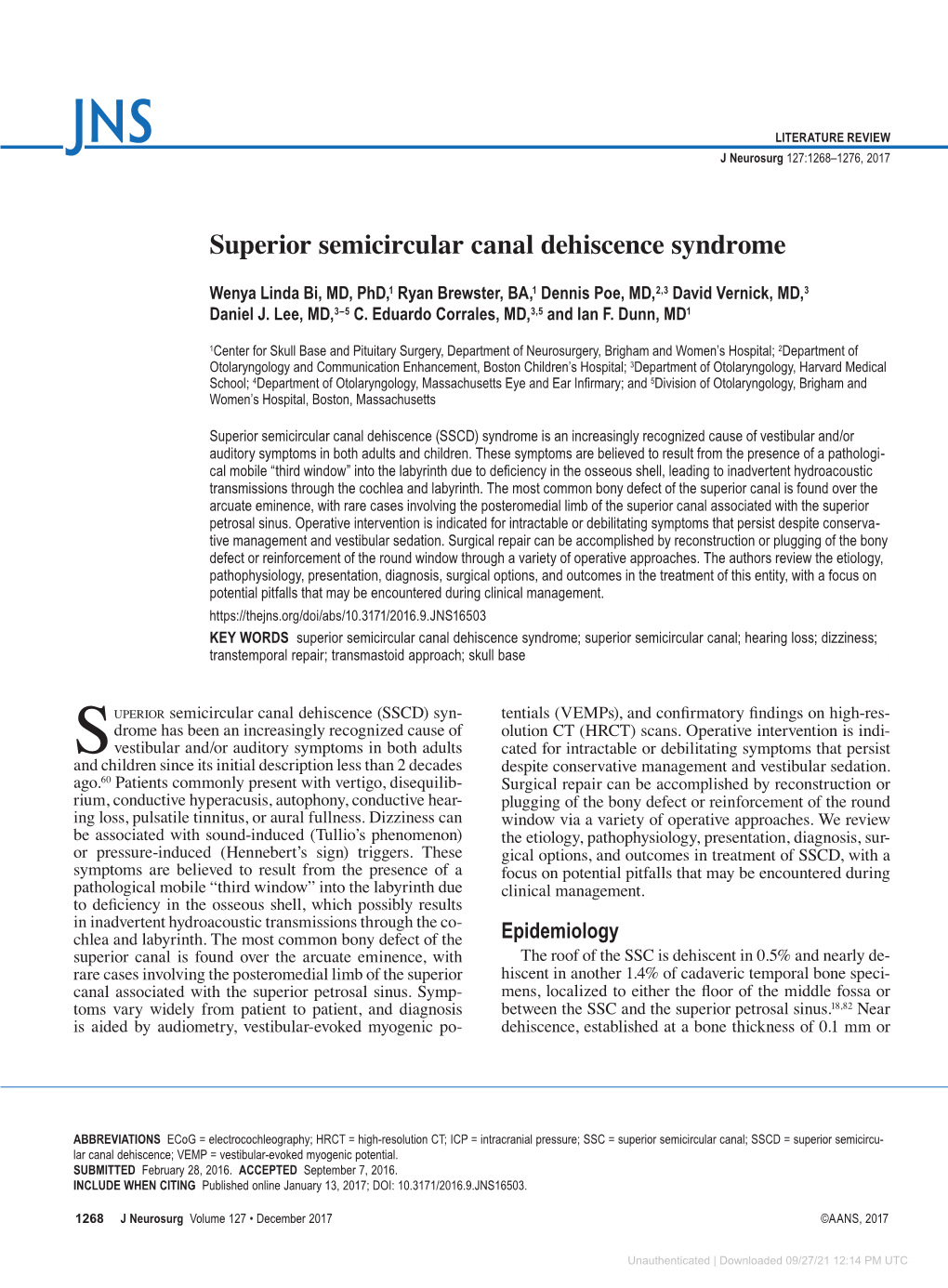 Superior Semicircular Canal Dehiscence Syndrome