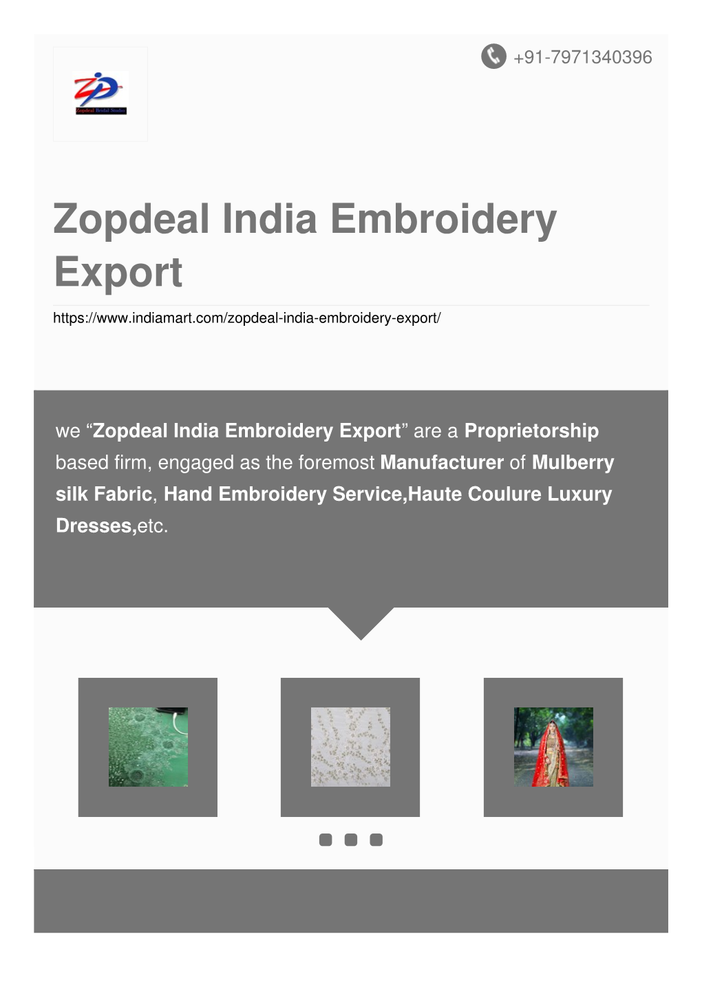 Zopdeal India Embroidery Export