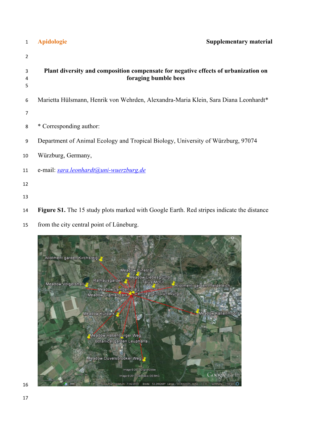 Apidologie Supplementary Material Plant Diversity and Composition