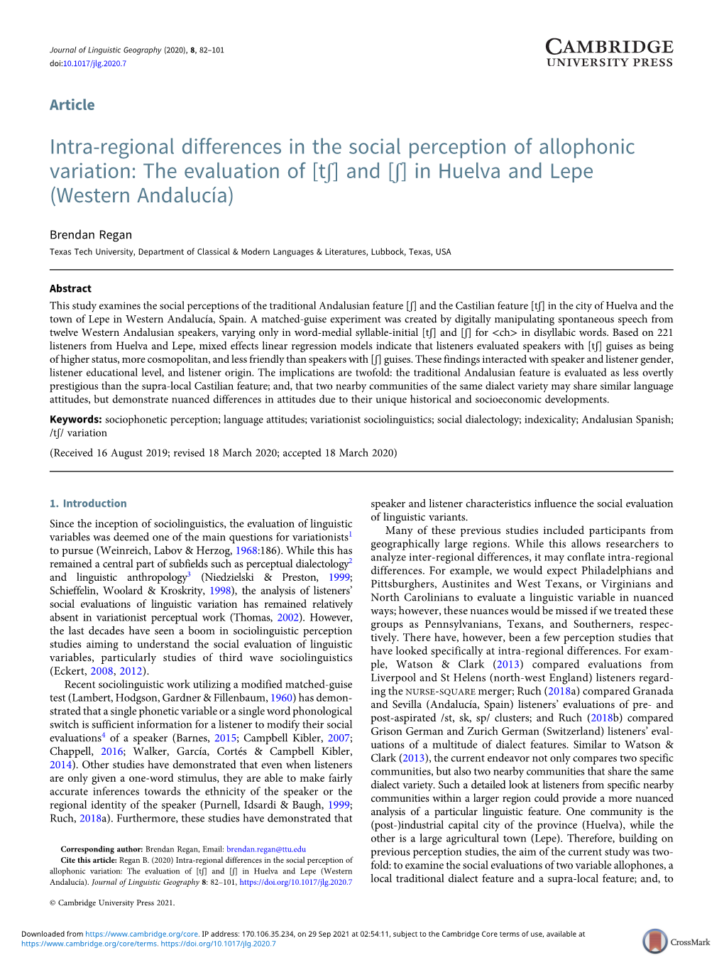 Intra-Regional Differences in the Social Perception of Allophonic Variation: the Evaluation of [Tʃ] and [Ʃ] in Huelva and Lepe (Western Andalucía)