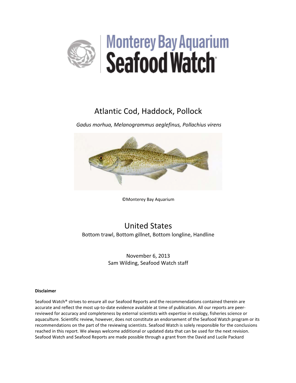 Atlantic Cod, Haddock, Pollock United States