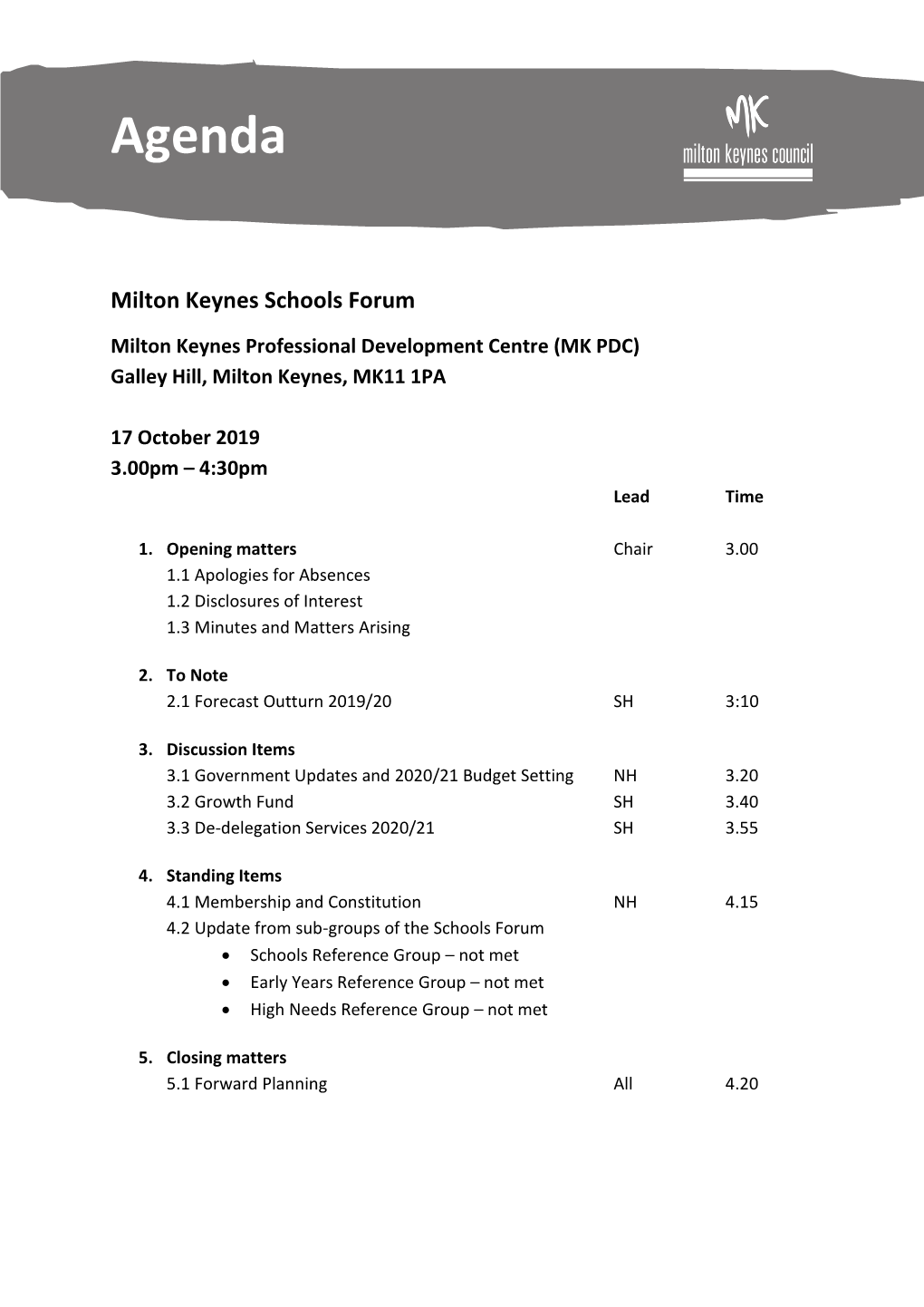 Milton Keynes' Schools Forum