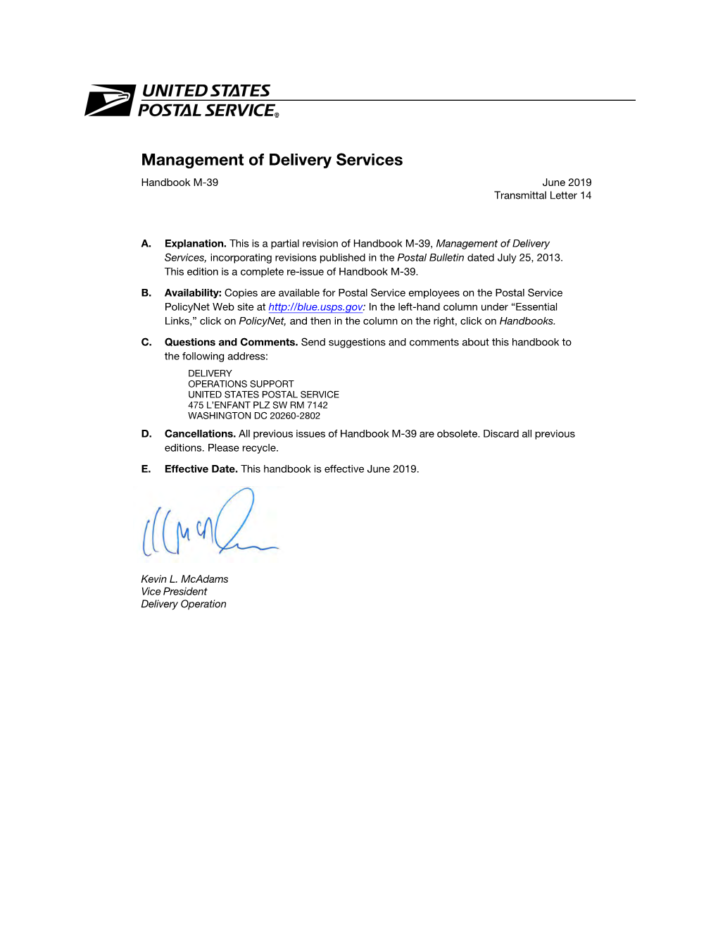 Handbook M-39 June 2019 Transmittal Letter 14